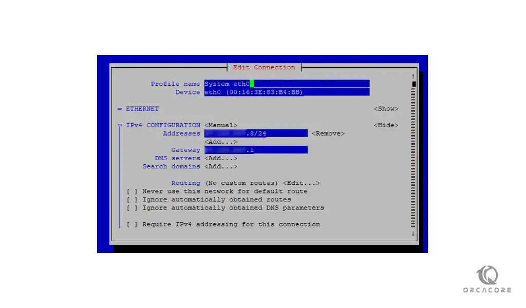 IP configuration on AlmaLinux 8 server
