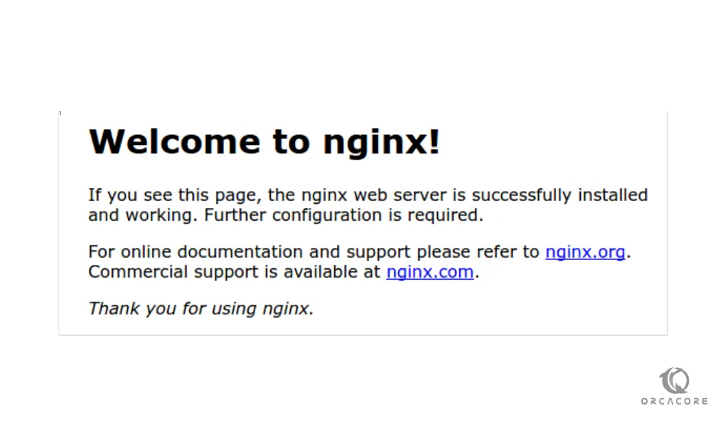 Nginx default land page