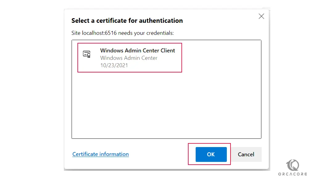 Windows Admin Center certificate