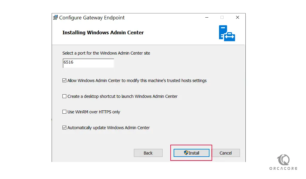 Windows Admin Center installation