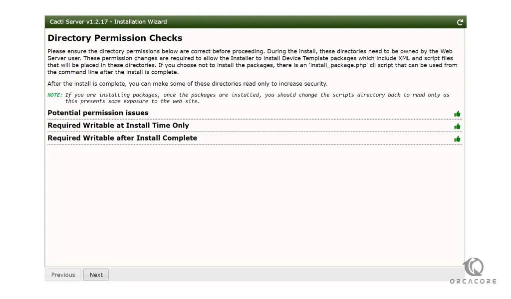 Cacti directory permission checks on AlmaLinux 8