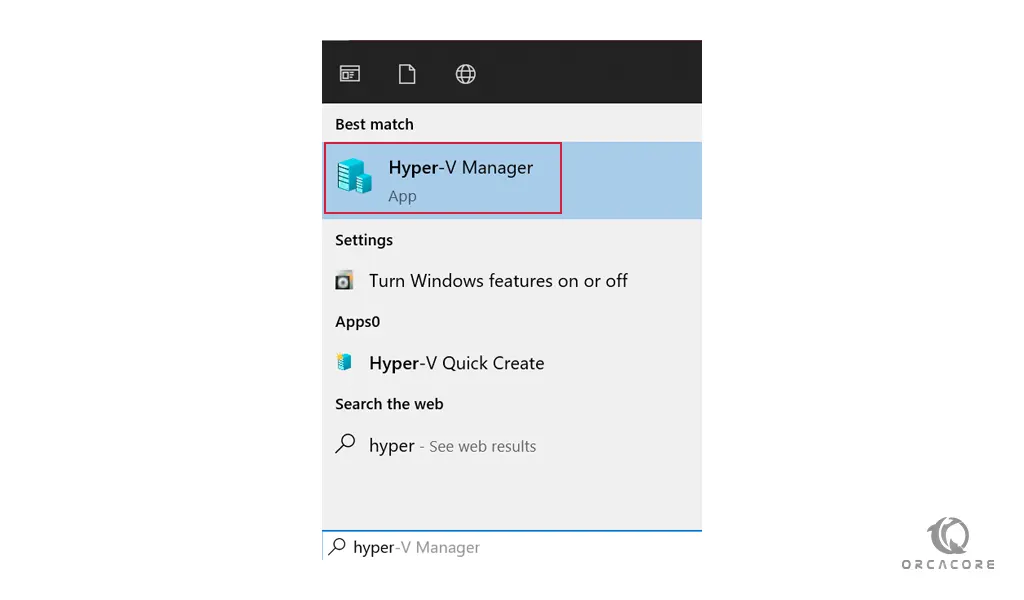search Hyper-V manager