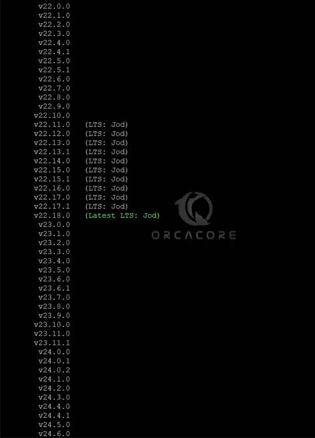 list the available Node.js versions with NVM