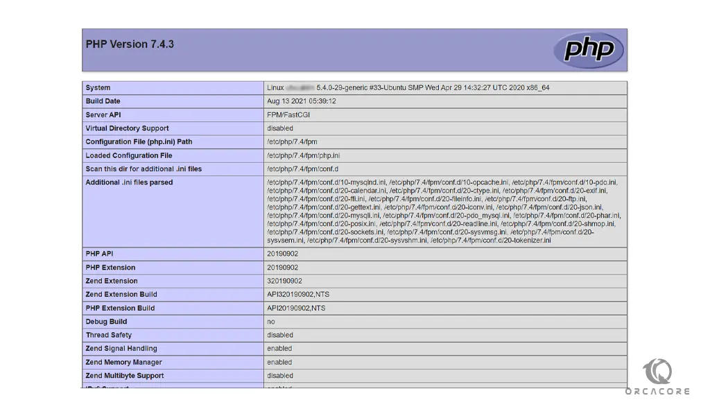 PHP info page-LEMP stack on Ubuntu 20.04