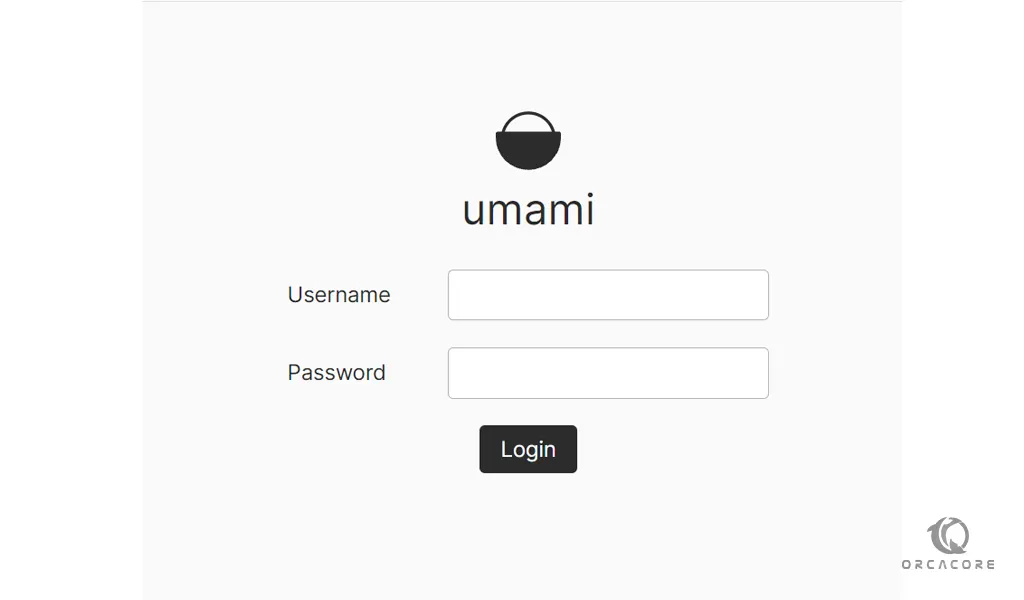 Umami software login screen