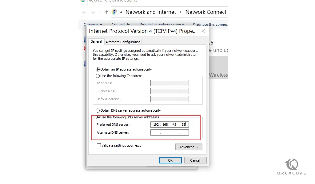 Use DNS server address-set up bind