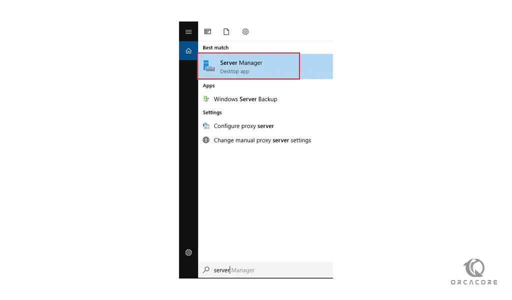 server manager on Windows server 2016