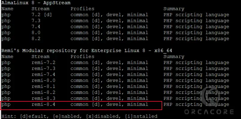 PHP Remi module available on ALmaLinux 8