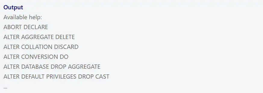 Postgres available commands
