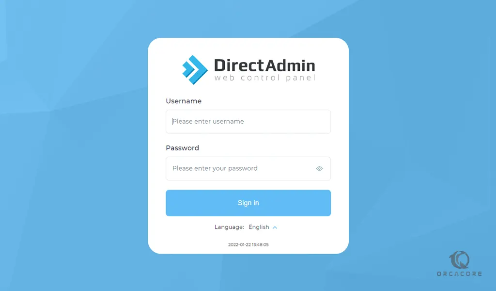 DirectAdmin login screen