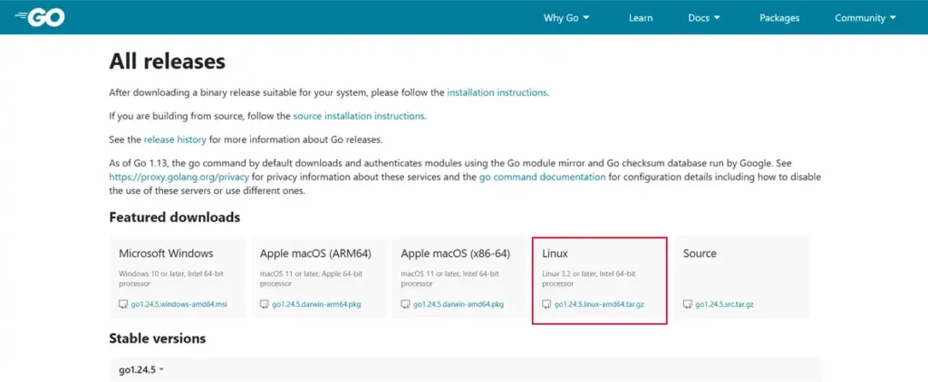 Download Golang