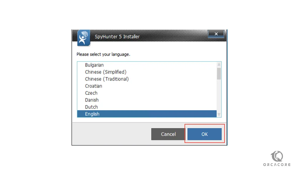 Select SpyHunter language on Windows 