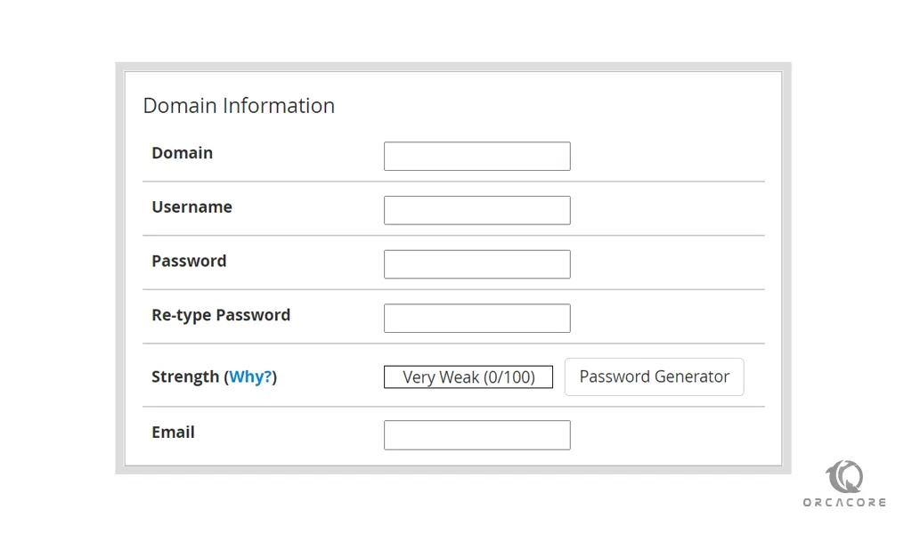 Domain information to create account on WHM