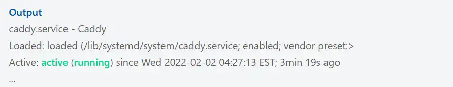 Caddy service status Debian 11