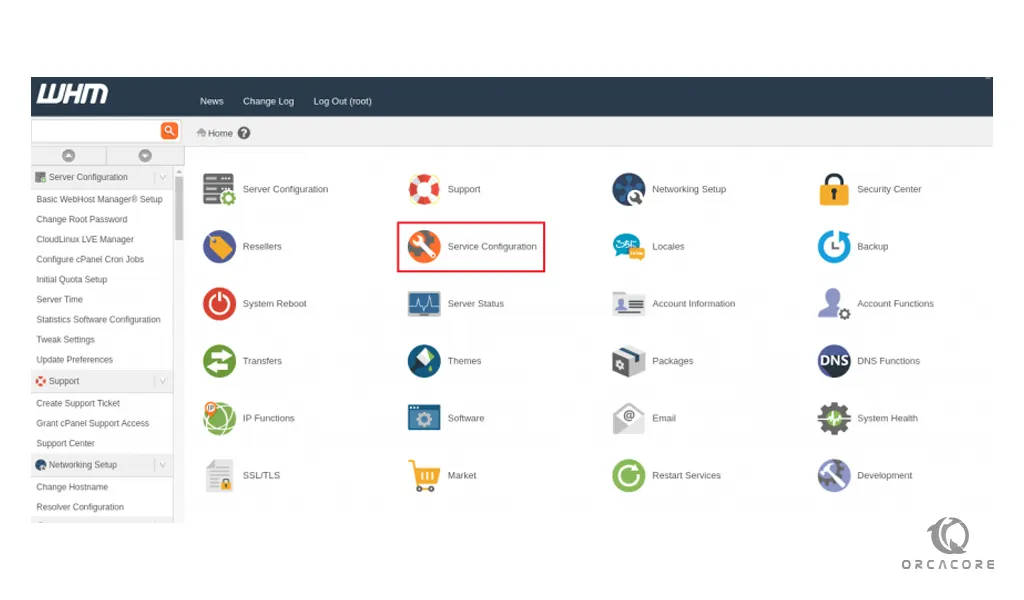 Service configuration on WHM