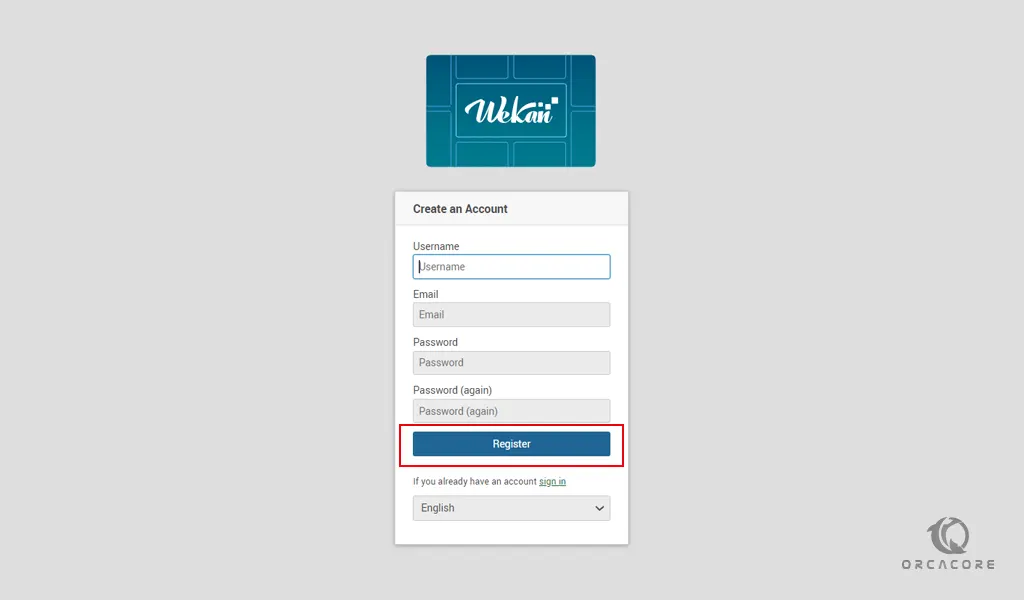 Create a account for Wekan server