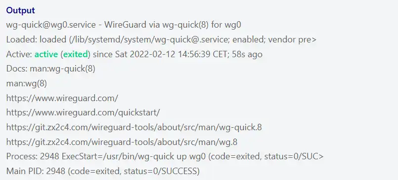 Check WireGuard service status