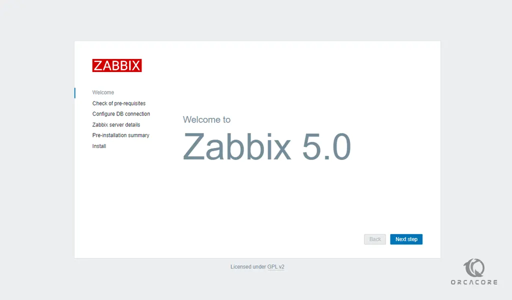 Zabbix welcome screen
