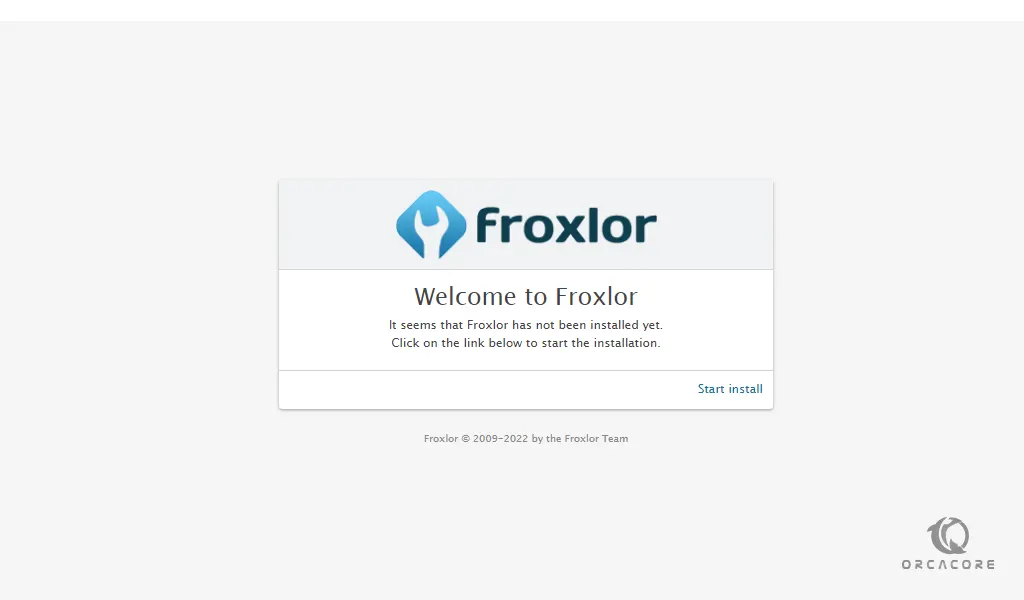 Froxlor welcome screen
