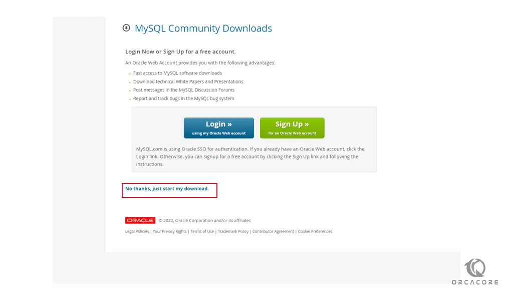 Start MySQL download