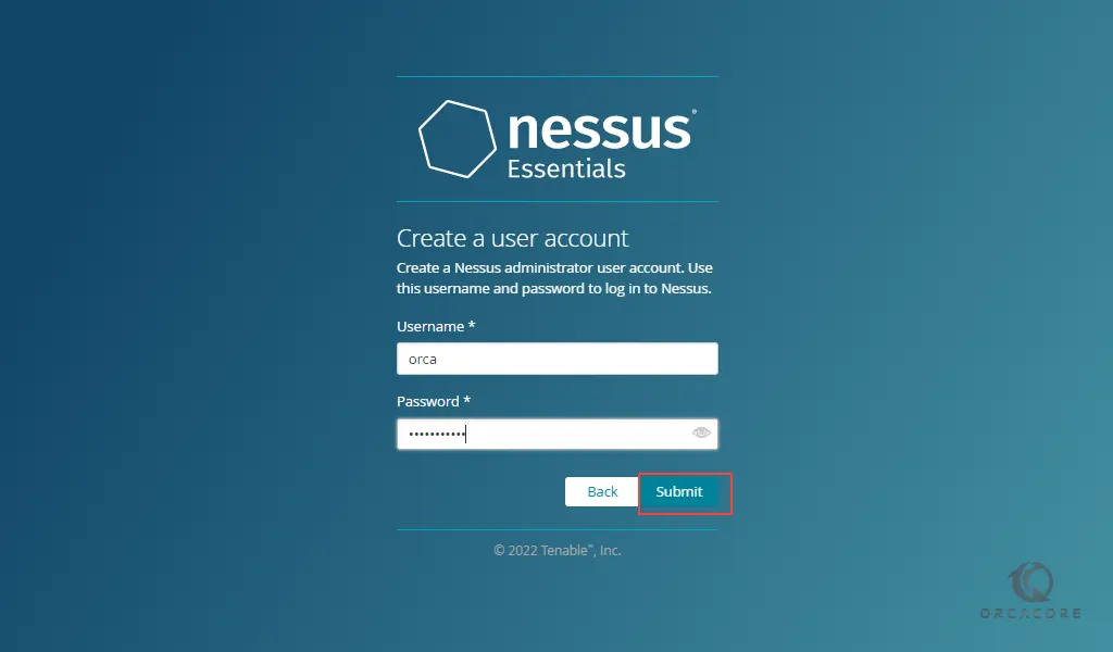 create Nessus admin user
