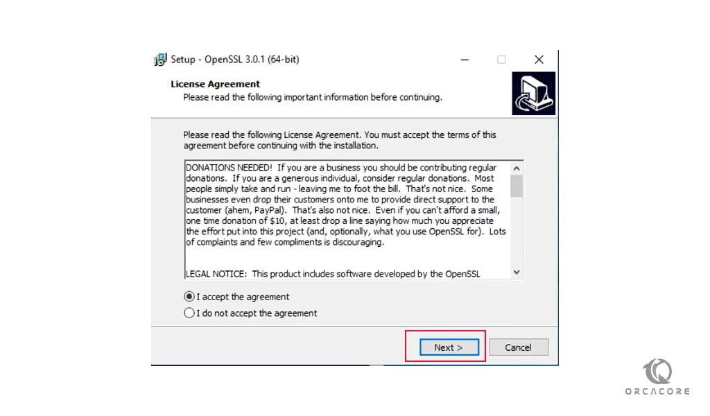 OpenSSL license agreement