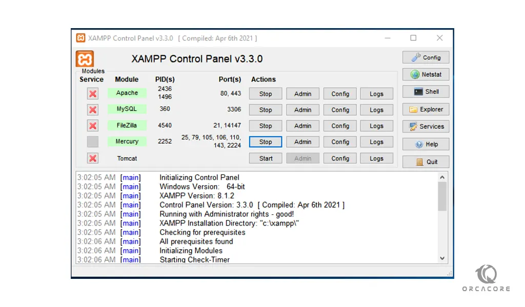 start services on XAMPP