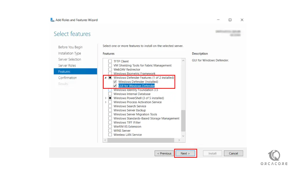 Server manager features for windows server