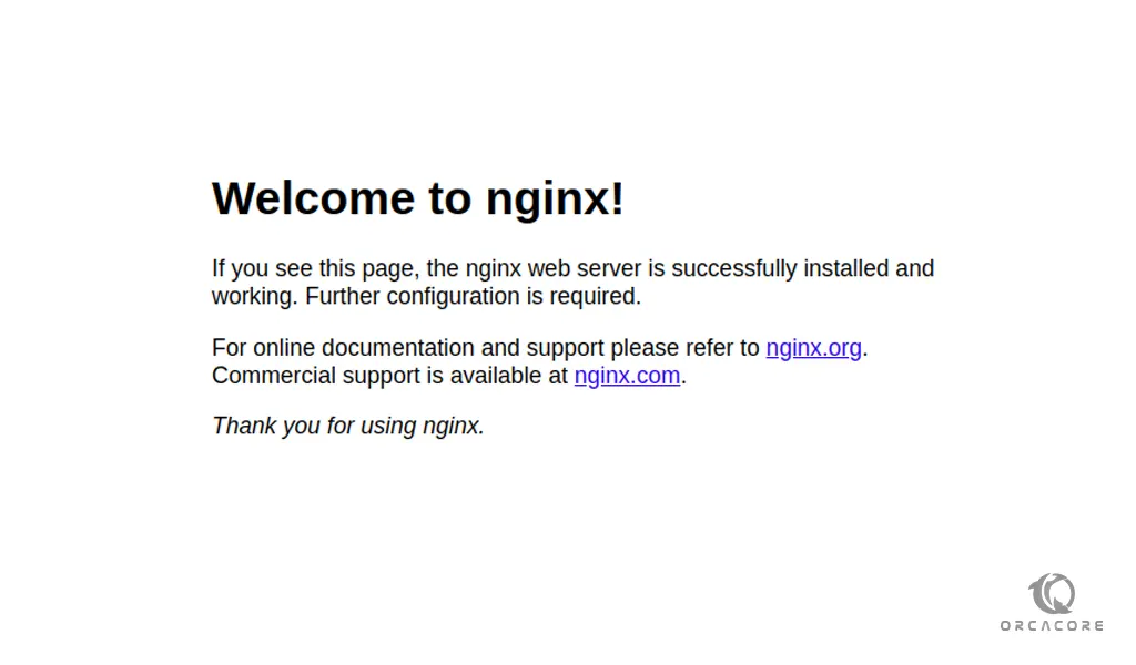 Nginx default landing page