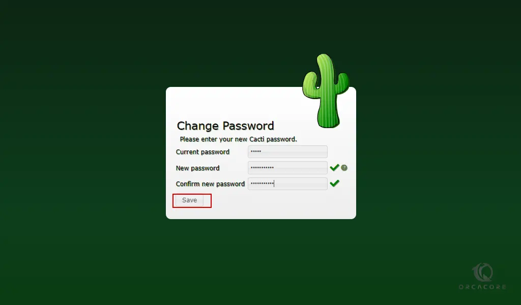 Change default cacti password