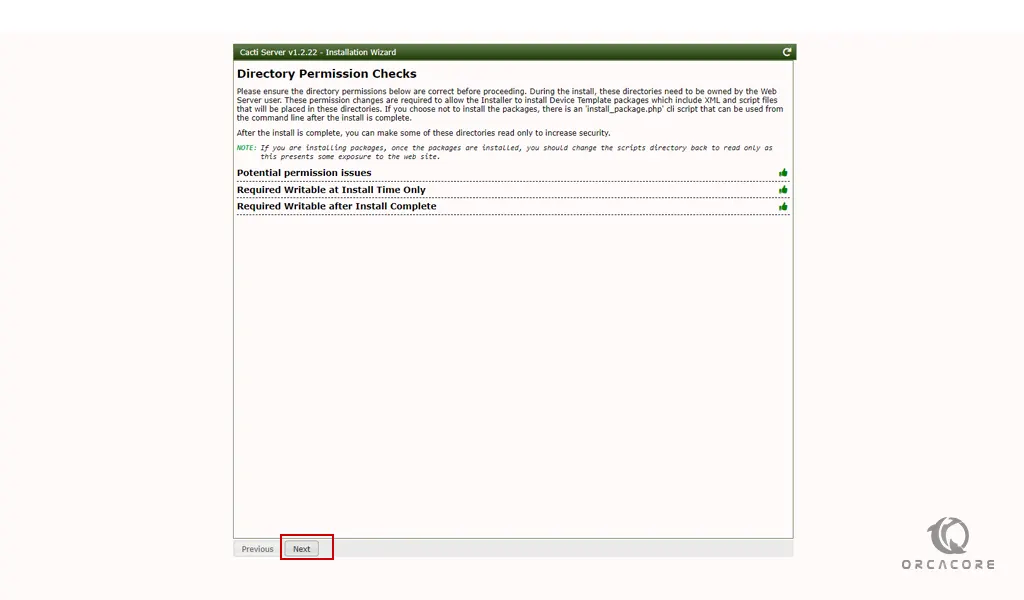 Directory permission checks for Cacti on Debian 11