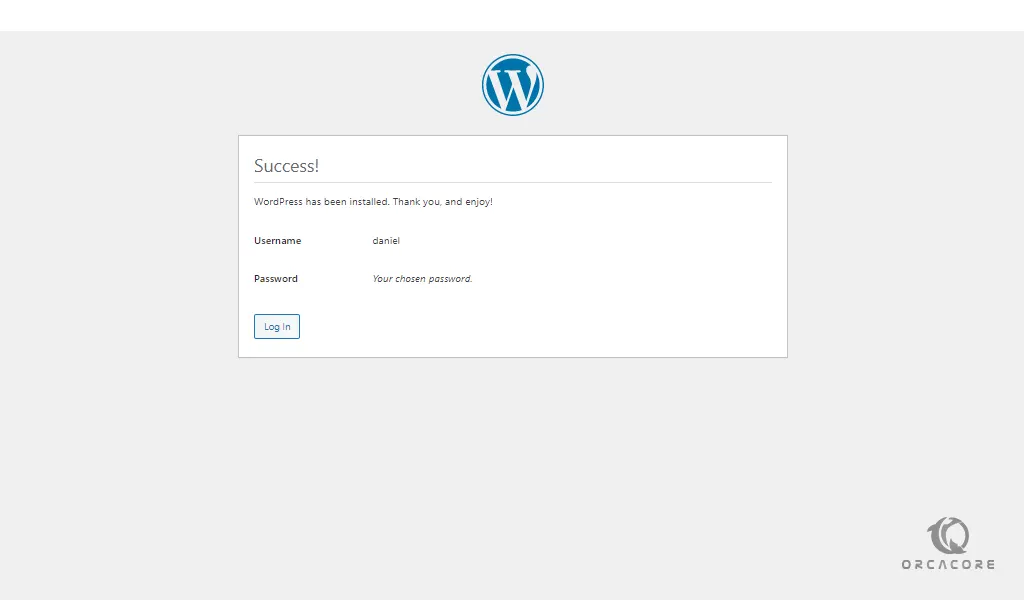 WordPress successful installation Fedora 39