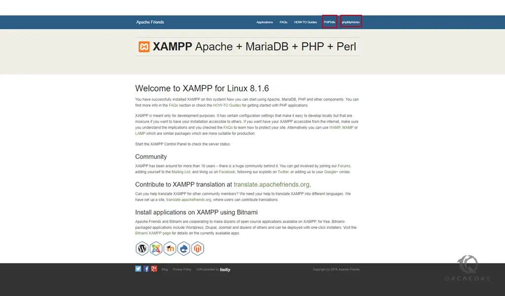 XAMPP welcome screen