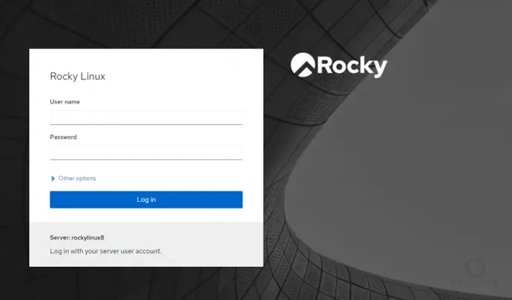 Cockpit login screen on Rocky Linux