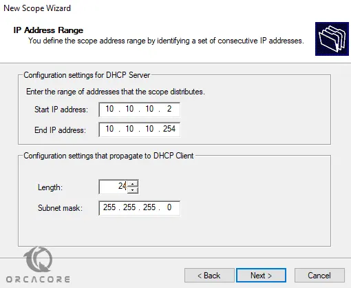 Set IP address for DHCP