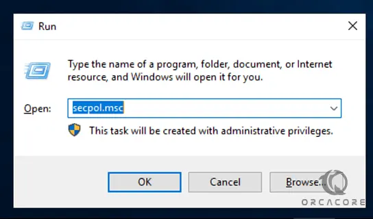 open secpol.msc on Windows Server to Disable Ctrl+Alt+Delete logon