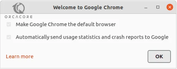 Chrome welcome page