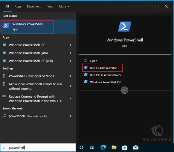 Open PowerShell on Windows server 2022