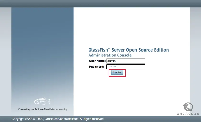 GlassFish login screen