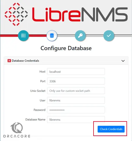 LibreNMS database credentials