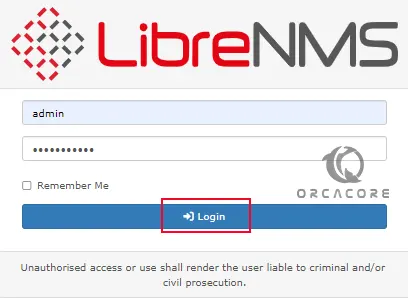 LibreNMS login screen