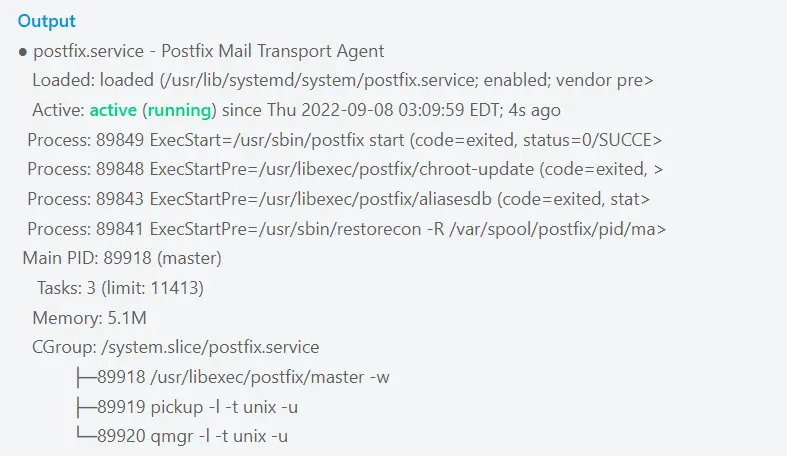 Postfix service status