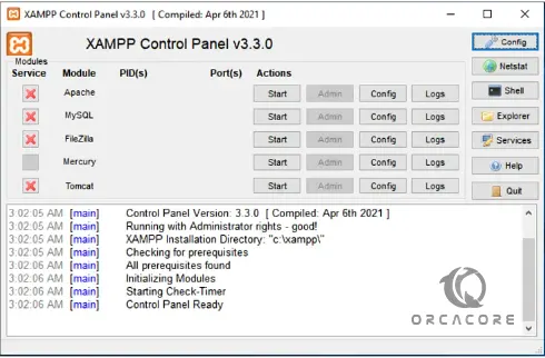 XAMPP Panel on Windows server 2022