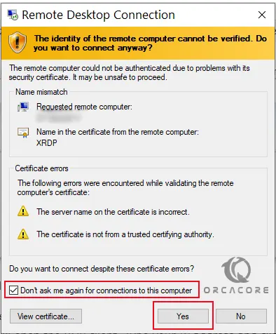  identity of the remote computer cannot be verified