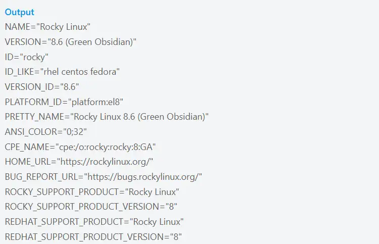 current OS and version available on Rocky Linux 8