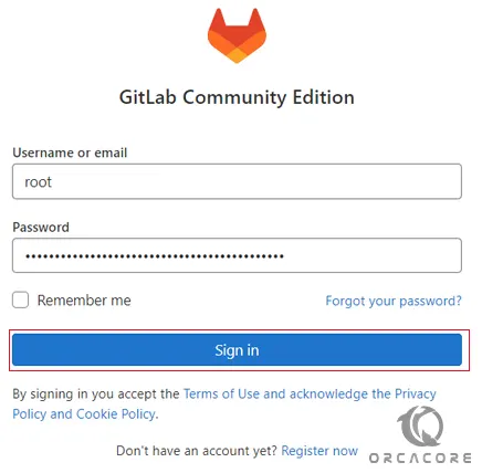 Gitlab login page