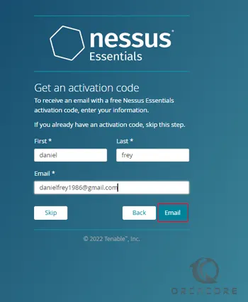  register and get an activation code from Nessus