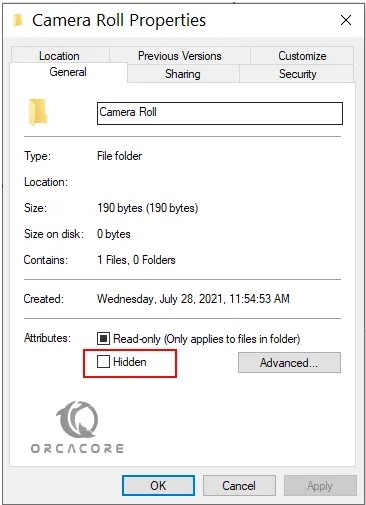 Unhide a folder on Windows