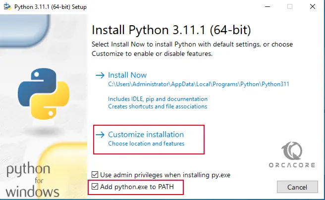 Python customize installation