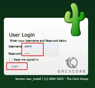 Cacti user login